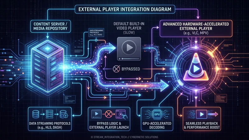 Externe videospeler integratie IPTV Nederland diagram