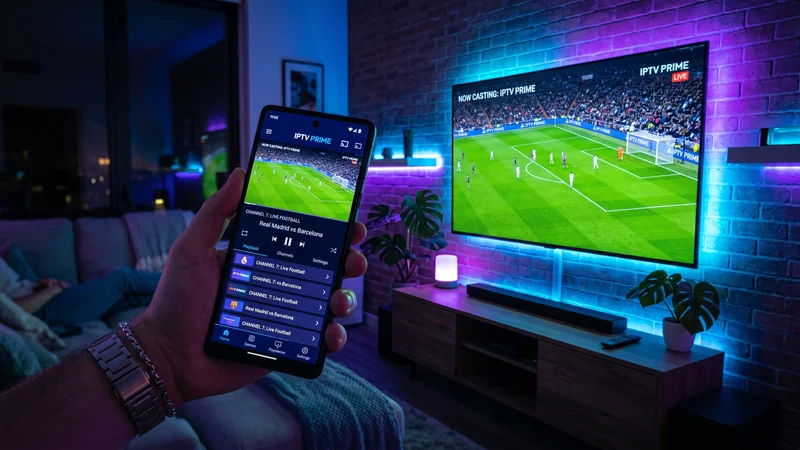 Smartphone met IPTV Smarters app verbonden met Smart TV