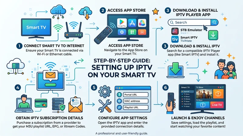 Infographic IPTV Nederland installatie stappen